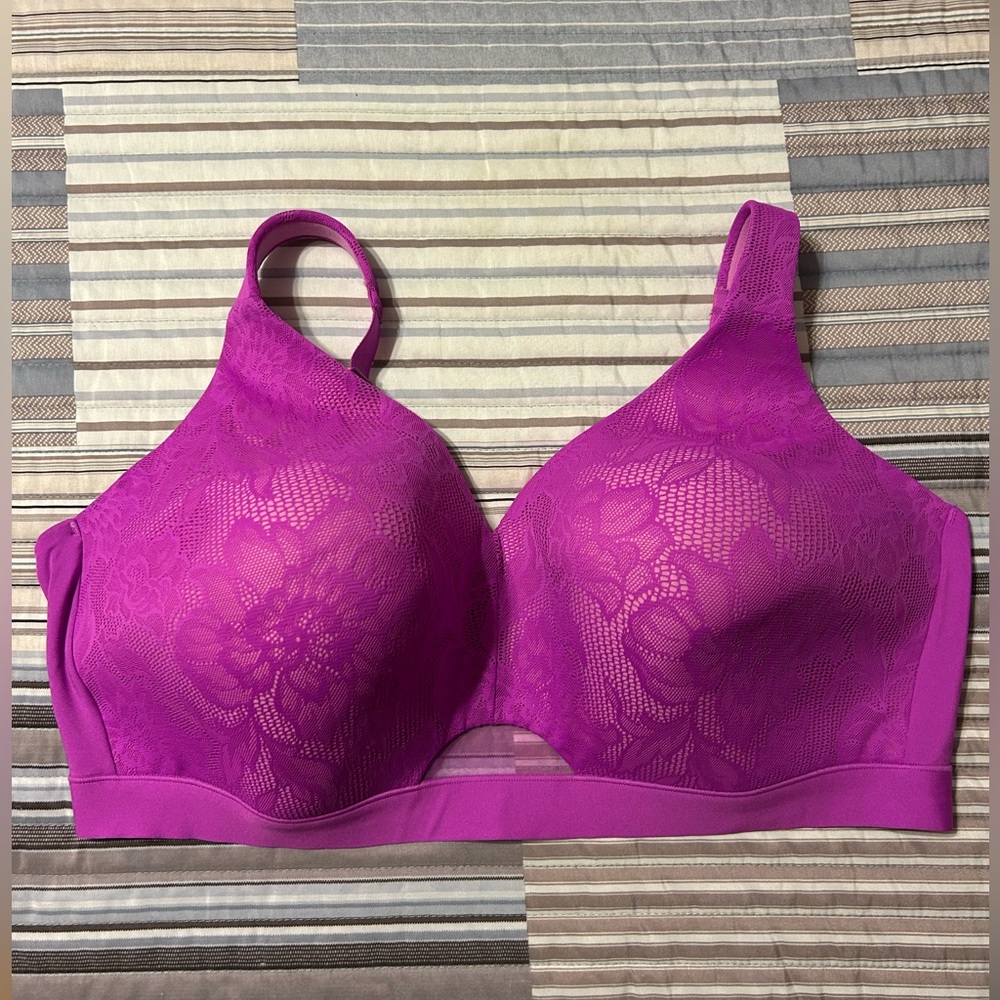 Comfort Blissed lightly lined no-wire bra magenta/texted outside